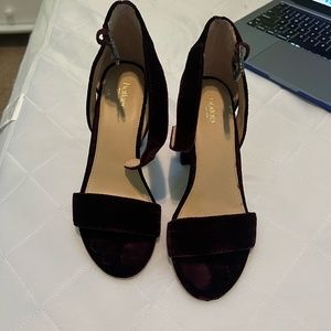 Velvet Dark Purple Block Heels